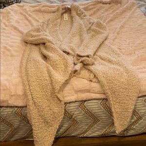 Francesca’s long fuzzy open front cardigan